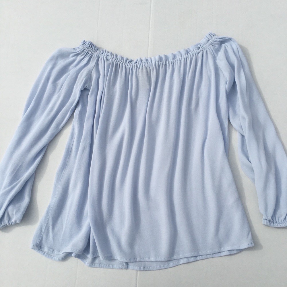 Forever 21 Contemporary Off The Shoulder Sky Blue Summer Vacation Top